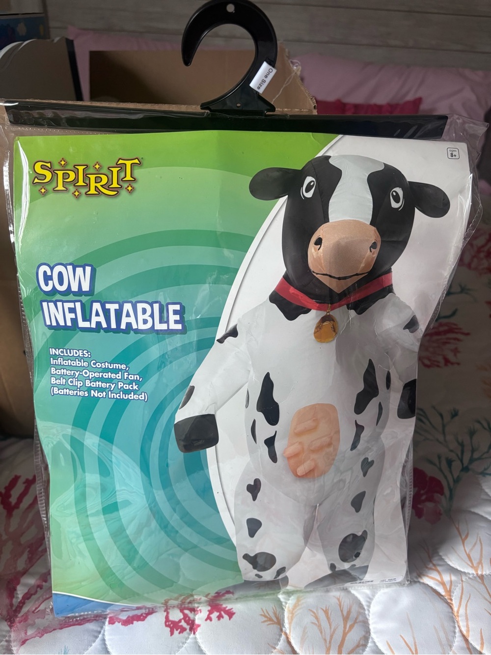 Kids Spirit Inflatable Cow Costume - White, Black. Kids One size fits most.